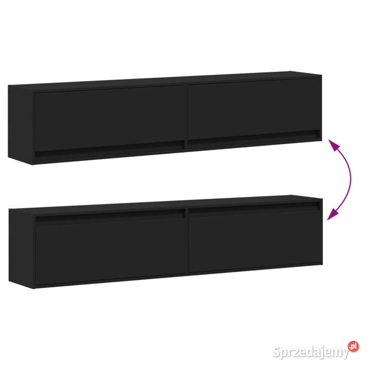 Ścienna szafka pod TV z LED czarna 180x31x38 RTV