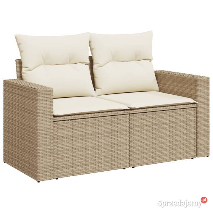 Sofa ogrodowa z poduszkami 2osobowa beż