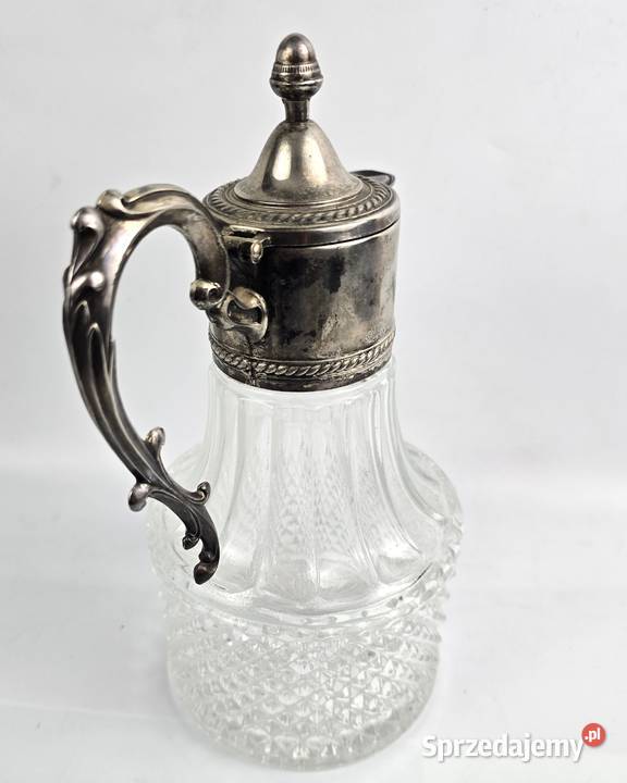 Karafka dzbanek z platerowanym okuciem Italia mazowieckie Bronisze