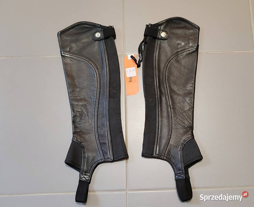 NOWE czapsy skórzane HORZE model Quinton czarne Jasień