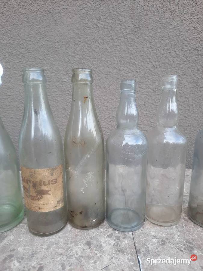 Stare szkło butelki 10 wódka spirytus olej PRL Tczew