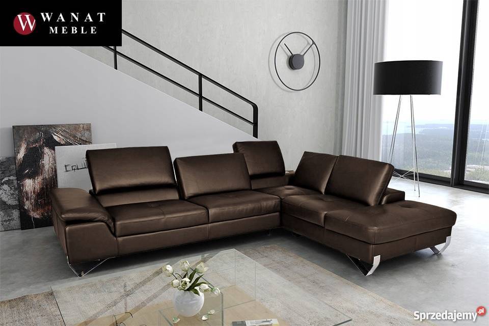 Wypoczynek Colorado Włoski Styl Czarna skóra Dom i Ogród