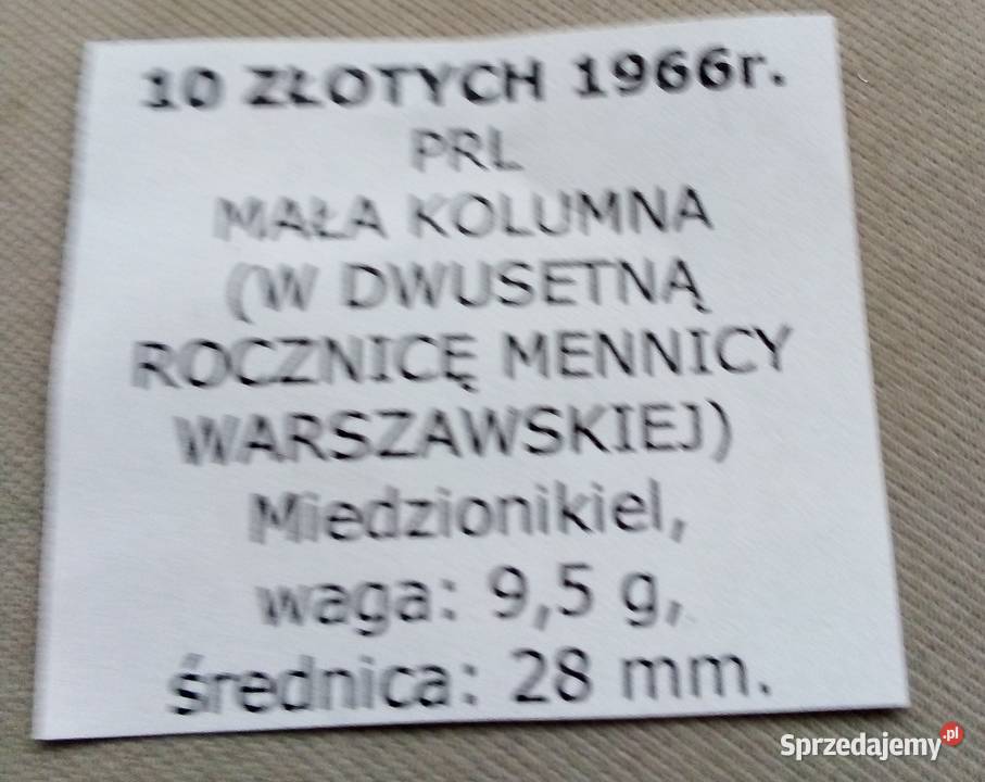 POLSKA10 1966 rCuNi MMAŁA KOLUMNA ZYGMUNTA Legionowo