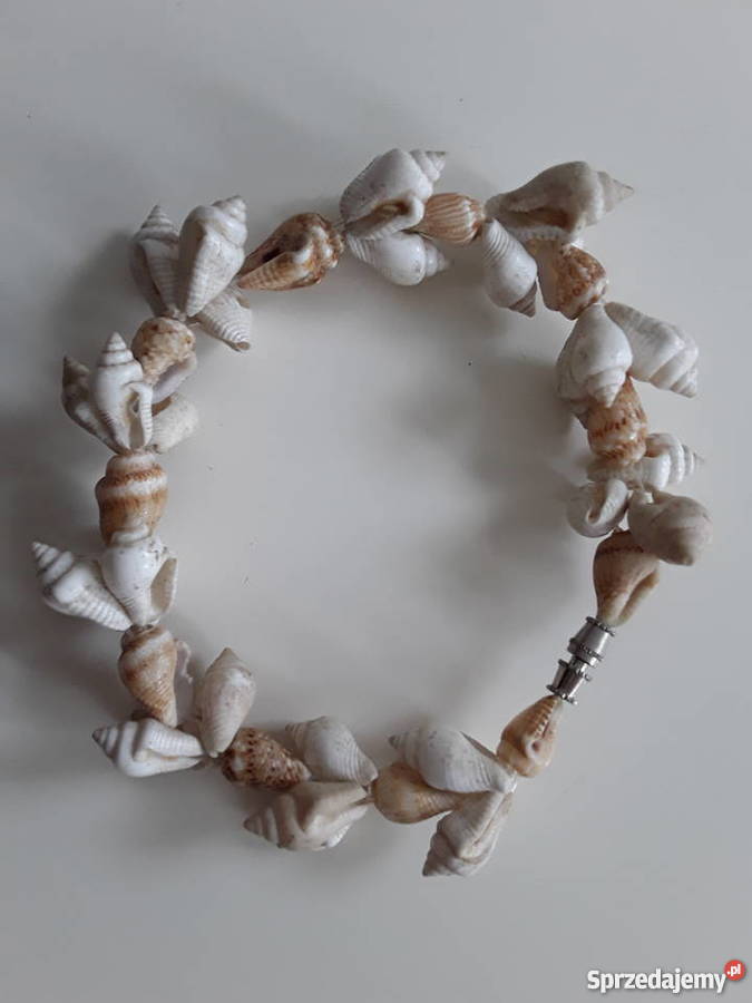 Bransoletka z drobnych muszelek zapinana