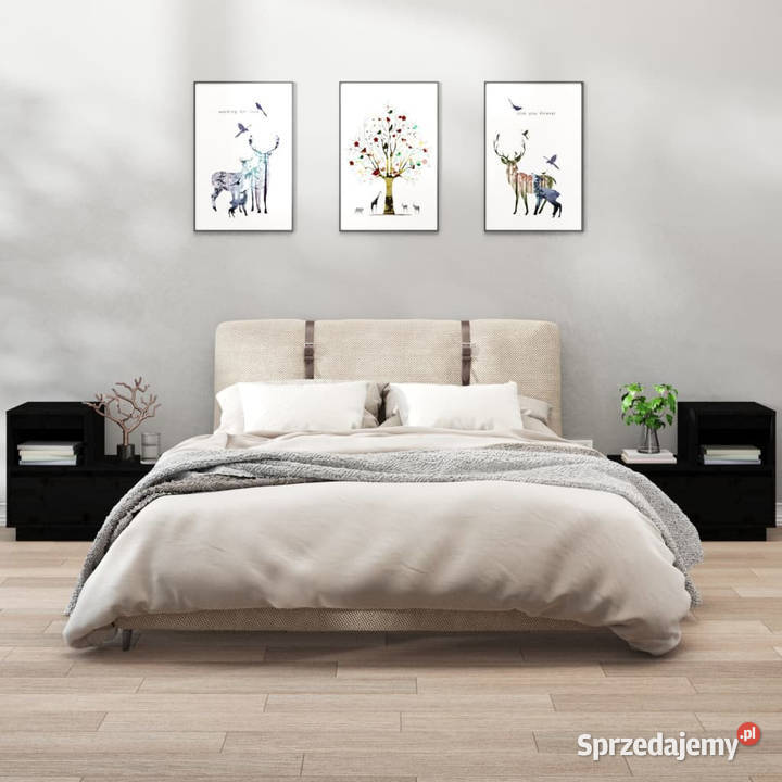 Szafki nocne 2 czarne 60x34x51 lite drewno Meble Warszawa