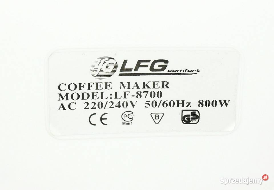 Ekspres przelewowy do kawy LFG LF8700 bez śląskie Gliwice sprzedam
