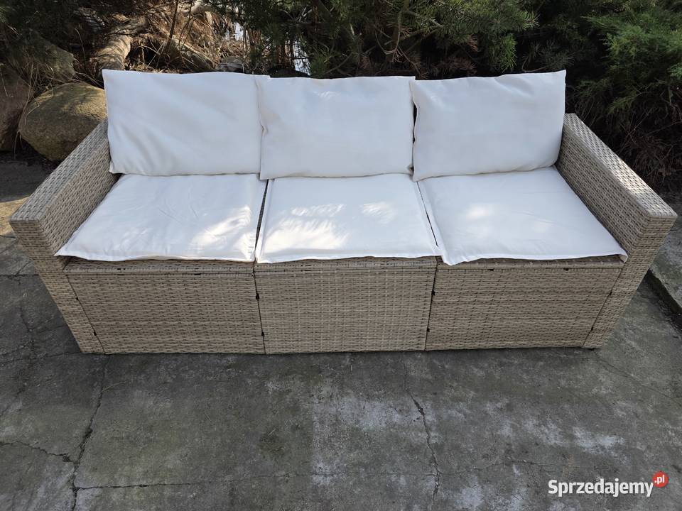 Sofa ogrodowa z poduszkami 3osobowa beżowa Sofy i kanapy Wschowa