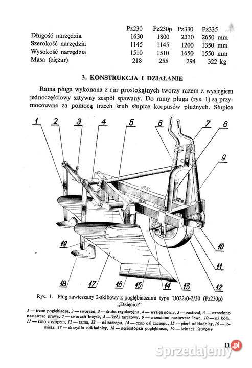 Pługi Grudziądz 2 i 3 skibowe instrukcja i Stalowa Wola