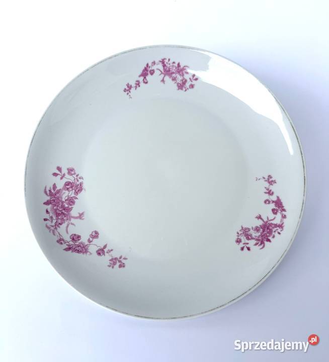Ćmielów okrągły półmisek talerz różowy wzór Porcelana i szkło Antyki, Sztuka, Kolekcje małopolskie