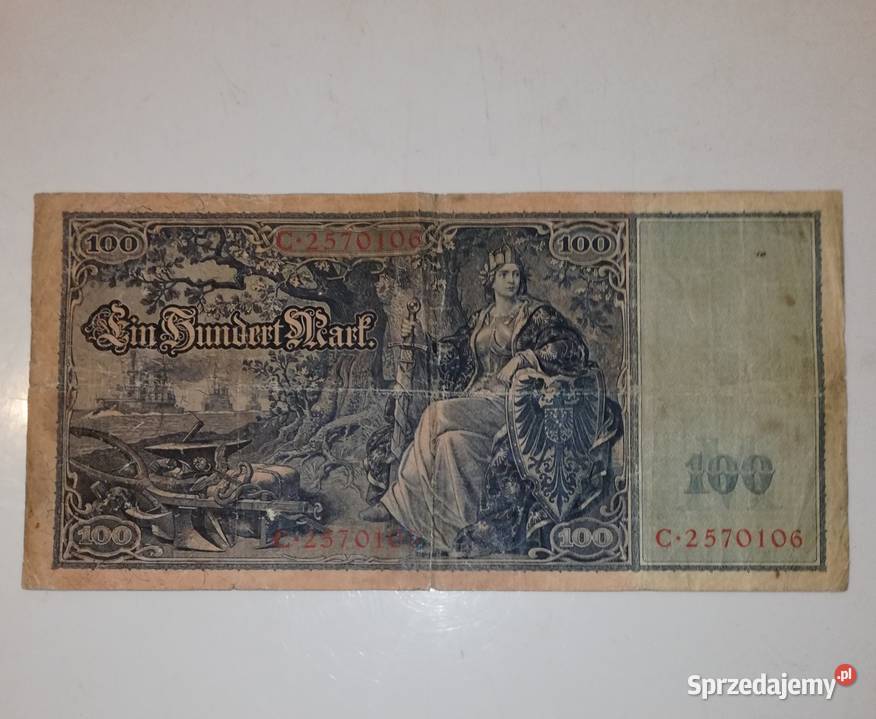 Banknot z 1909 r 100 marek Warszawa