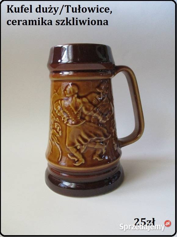 Kufel Tułowice ceramika szkliwionavintagePRL Łódź