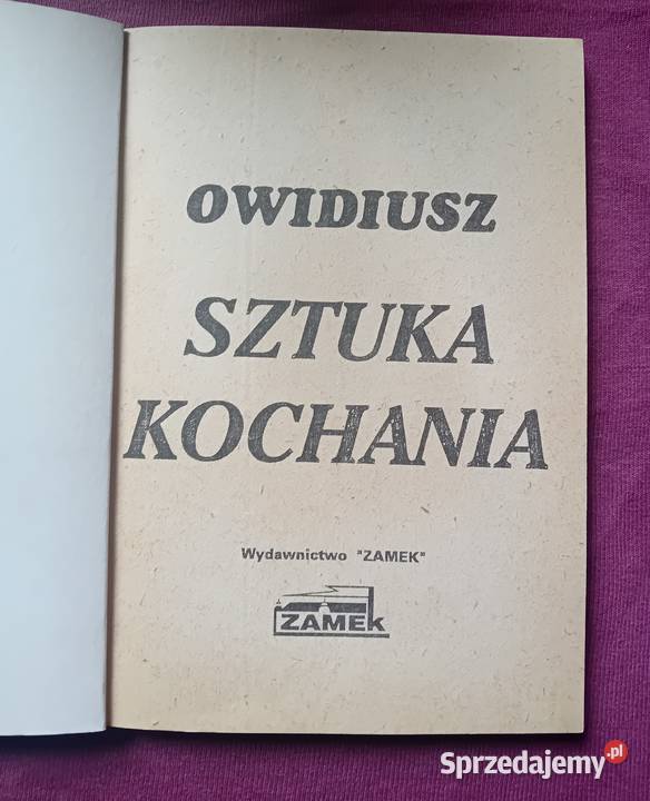 Owidiusz Sztuka kochania Wyd Zamek 1989 r Koźminek