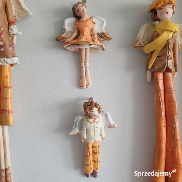 2 Anioły figurki maluchy piękne w pomarańczach Poznań