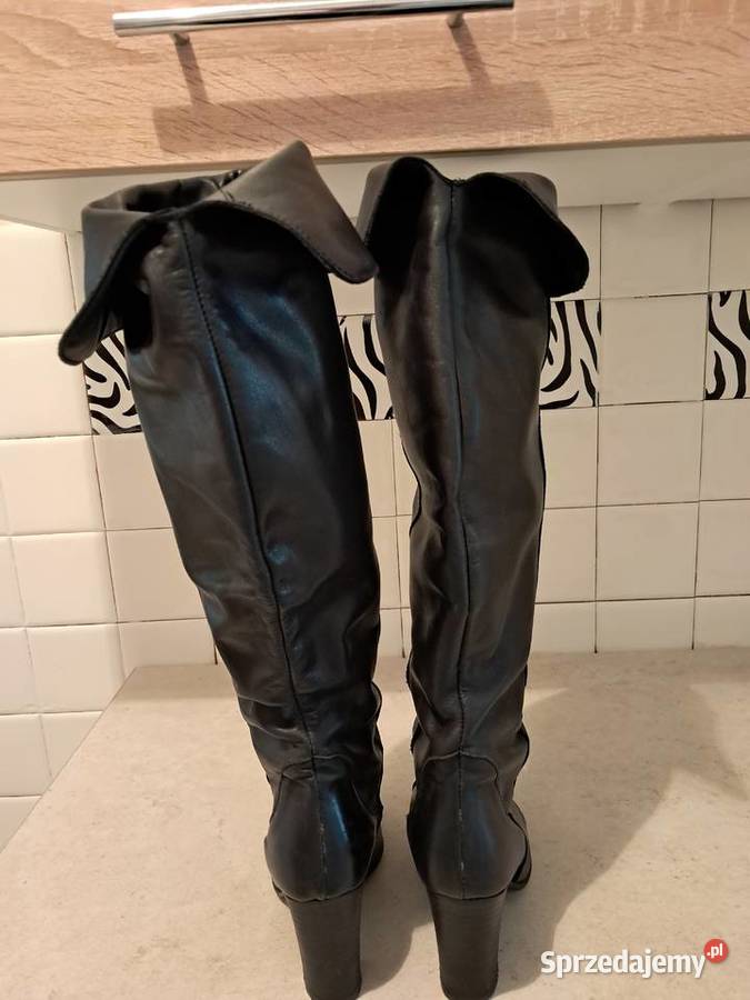 Buty damskie włoskie skórzane kozaki czarne Vera Kraków