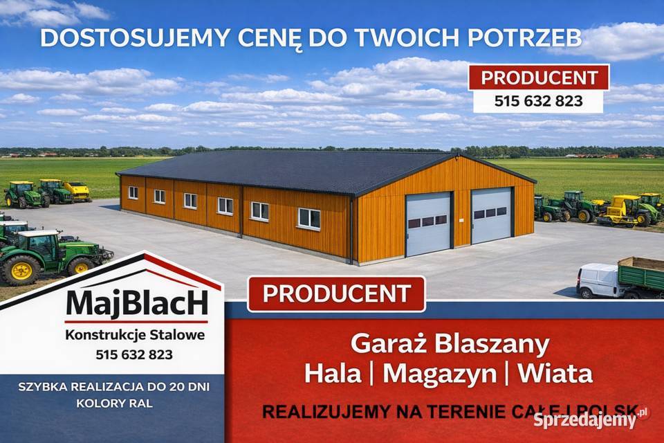 Duży Garaż Blaszany ZŁOTY DĄBDREWNOPODOBNY Międzyrzecz