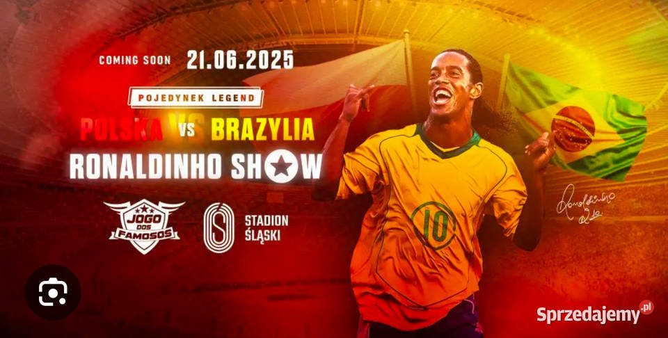 2 Bilety Polska Brazylia Ronaldinho Show Dąbrowa Tarnowska