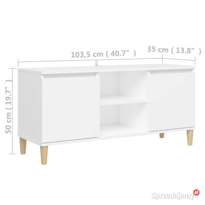 Szafka TV z drewnianymi nóżkami biała 1035x35x50 Warszawa