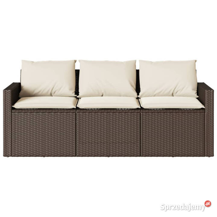 Sofa ogrodowa z poduszkami 3osobowa brązowa Warszawa