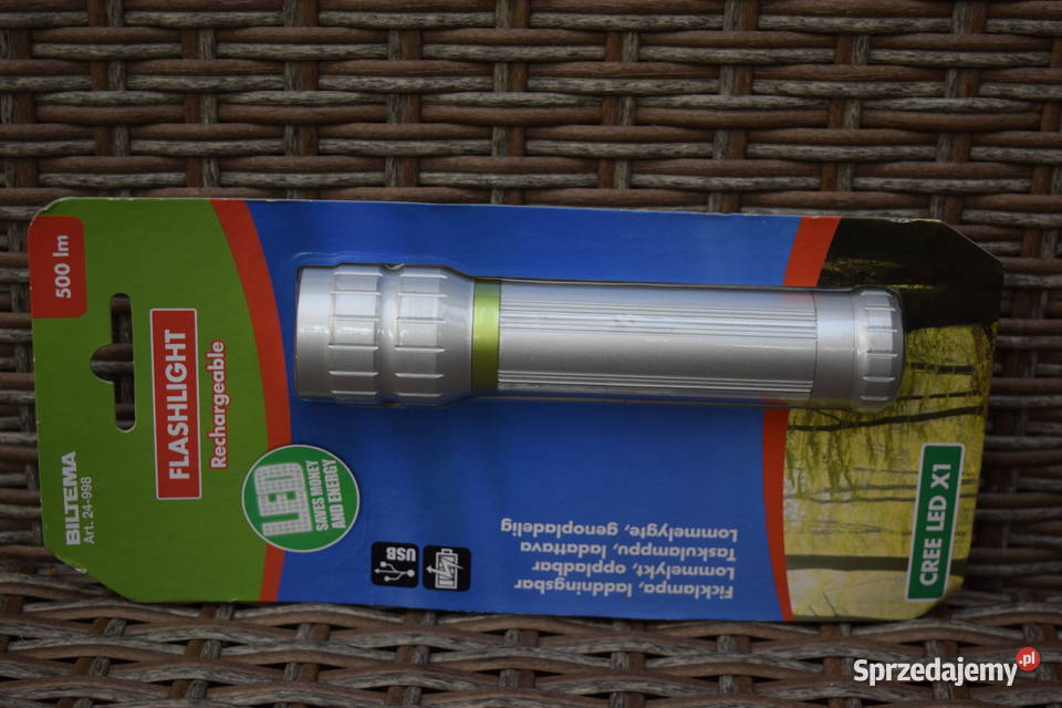 Latarka LED Aluminiowa Ładowana USB Okazja Olsztyn