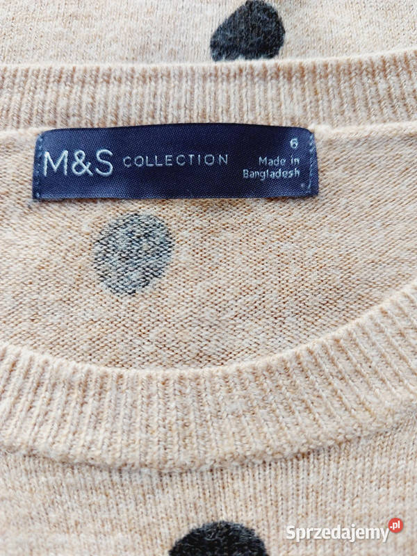 Beżowy sweter damski w groszki dopasowany MS Rozmiar 34(XS) Złoczew sprzedam
