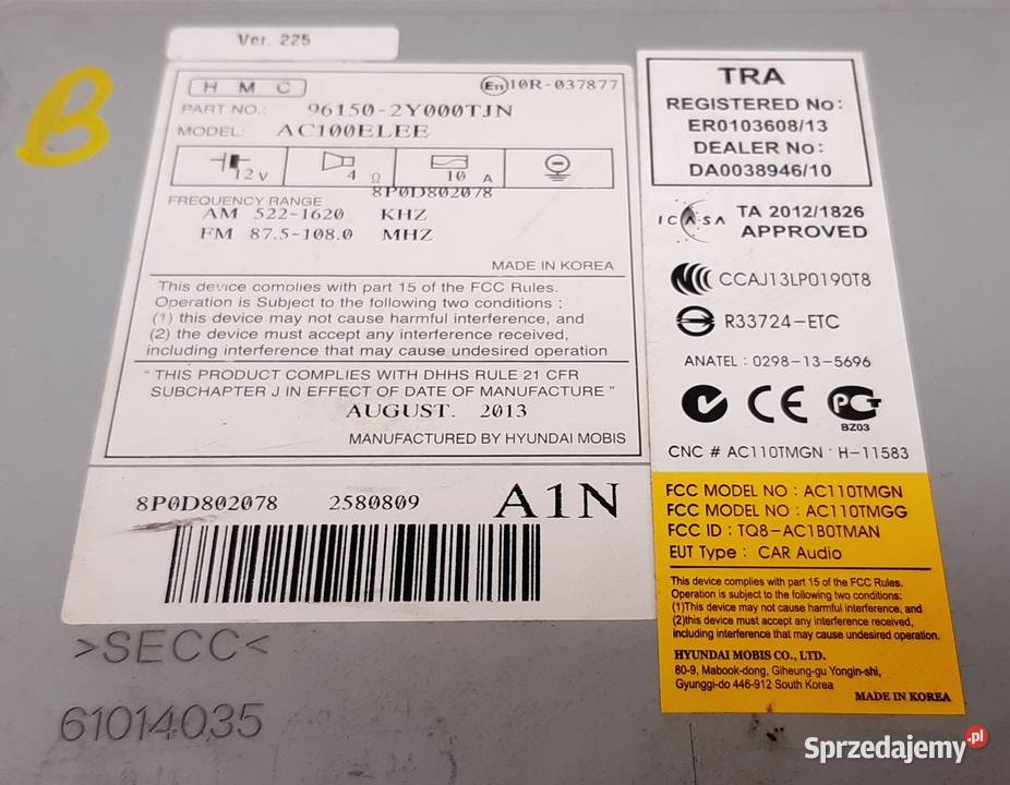 RADIO CD MP3 BLUETOOTH HYUNDAI IX35 AC110ELEE Mielęcin