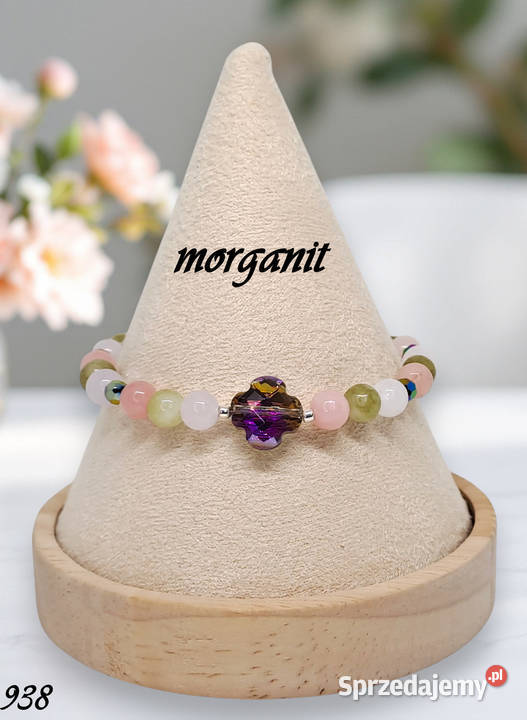 Bransoletka z morganitu MORGANIT koniczynka