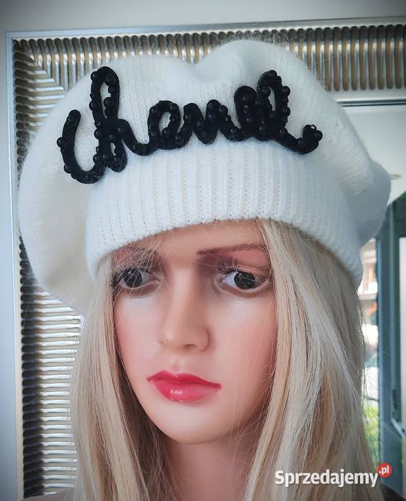 beret z angorki biały czarny Dla kobiet Warszawa