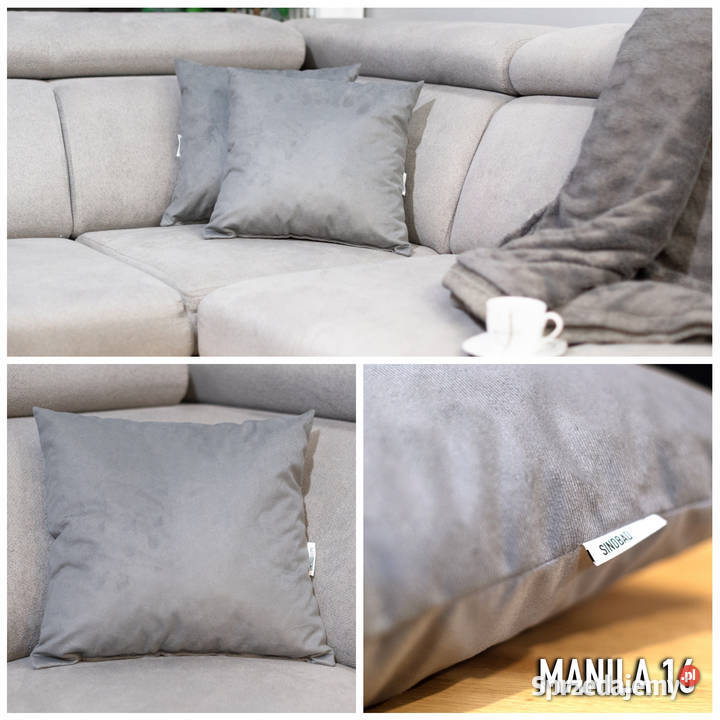 PODUSZKA WELUROWA DEKORACYJNA Z WYPEŁNIENIEM szary Poduszki dekoracyjne Białystok