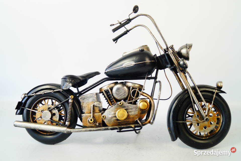 Metalowy pojazd czarny motocykl harley dekoracja Gizałki