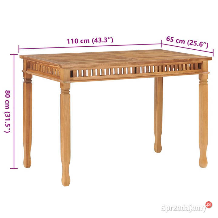 Stół ogrodowy 110x65x80 lite drewno tekowe Ogród
