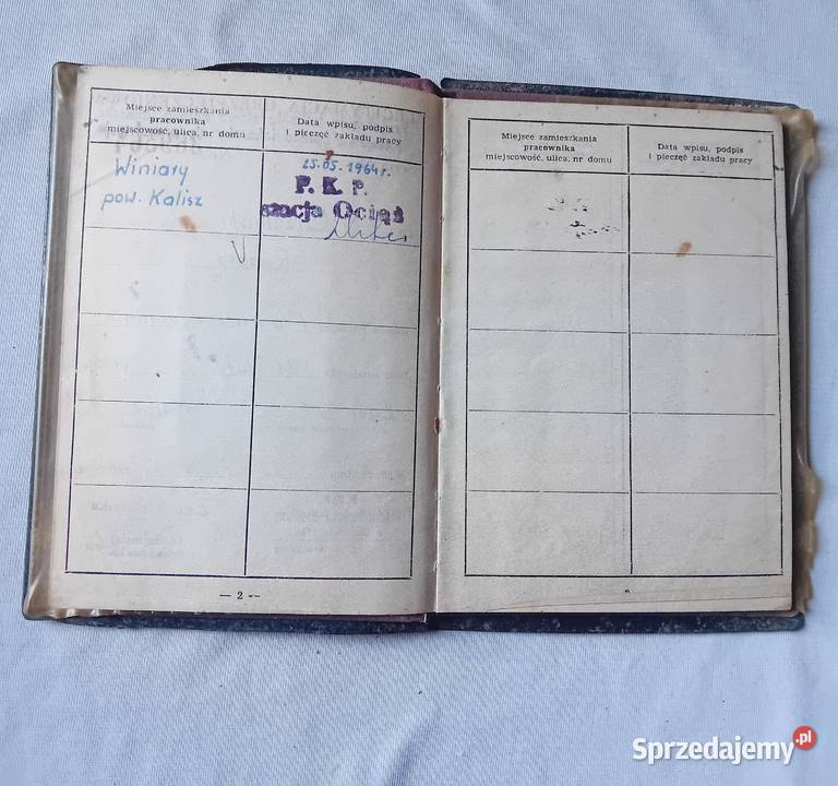 Legitymacja ubezpieczeniowa pracownika PKP 1964 wielkopolskie
