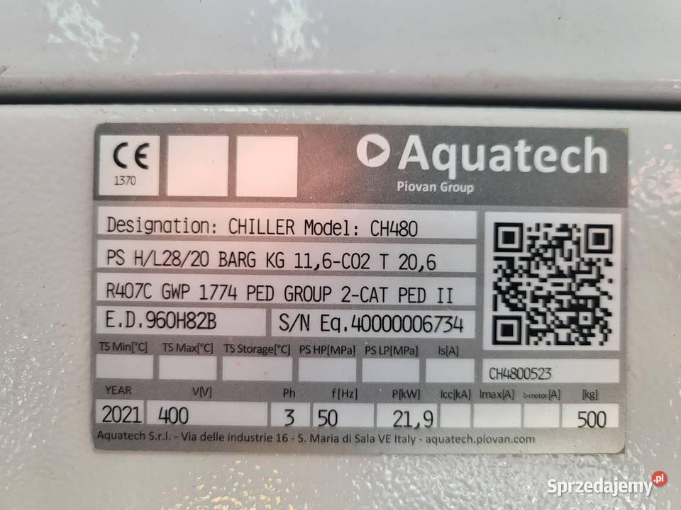 Chiller agregat wody lodowej Piovan Aquatech Białogard