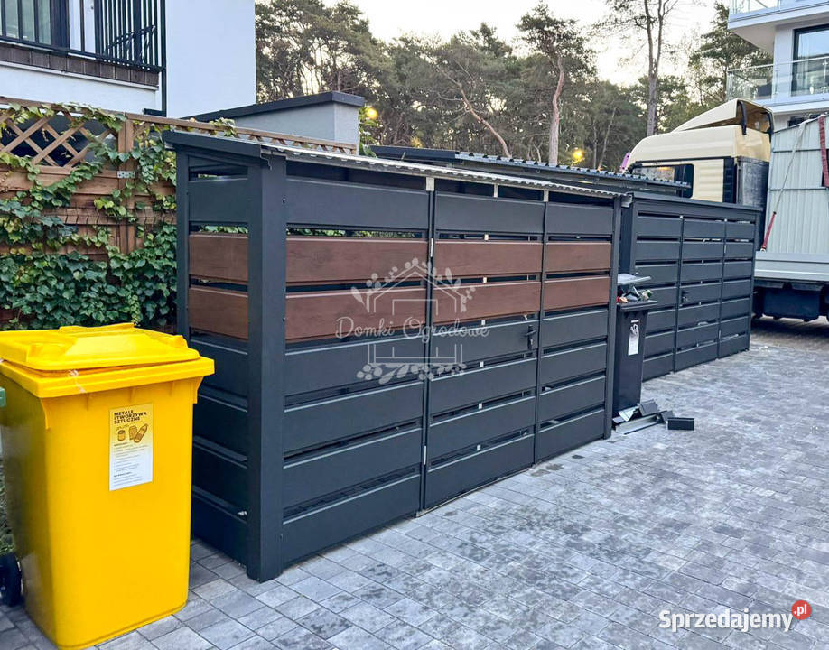 Wiata śmietnikowa 3x1m furtka ciemny orzech warmińsko-mazurskie Dobre Miasto