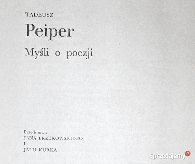 Myśli o poezji Tadeusz Peiper Kultura i Rozrywka