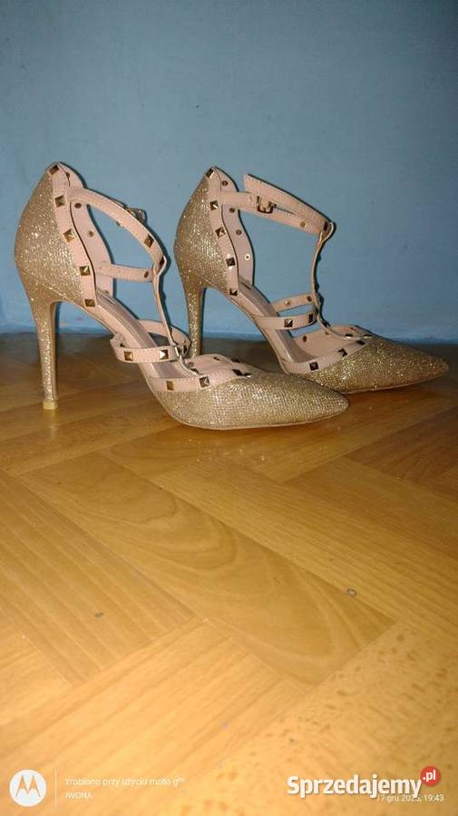 Piękne wysokie złote szpilki Primark 43 28.5cm Ostrów Wielkopolski
