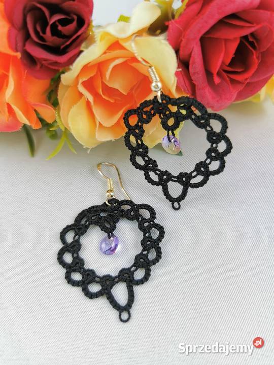 Kolczyki frywolitkowe małopolskie Wiśniowa