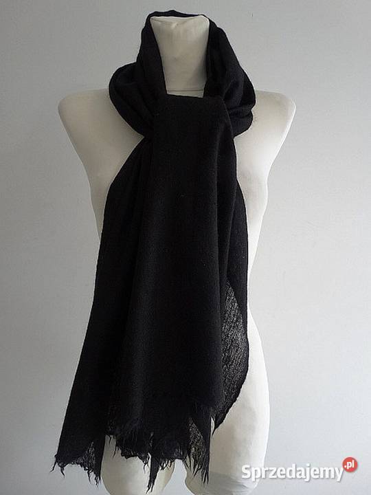 Szal Kaszmirowy 100 Kaszmir Czarny Duży Dla kobiet Dodatki Łomża