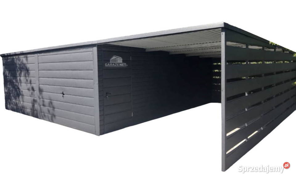 GARAŻ BLASZANY 6m x 6m WIATA 3m SPAD TYŁ 2xBRAMA małopolskie Łapanów