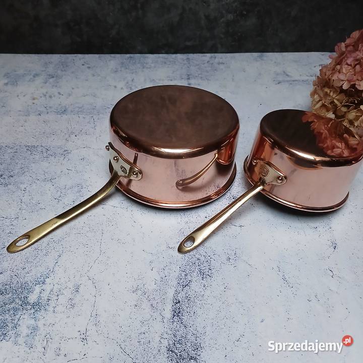 Mały miedziany garnek miedziany rondel komplet 2 Akcesoria kuchenne Warszawa