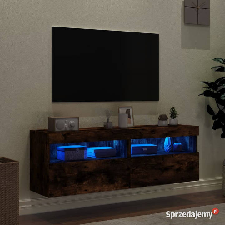 Ścienne szafki TV z LED 2 przydymiony dąb RTV mazowieckie Warszawa