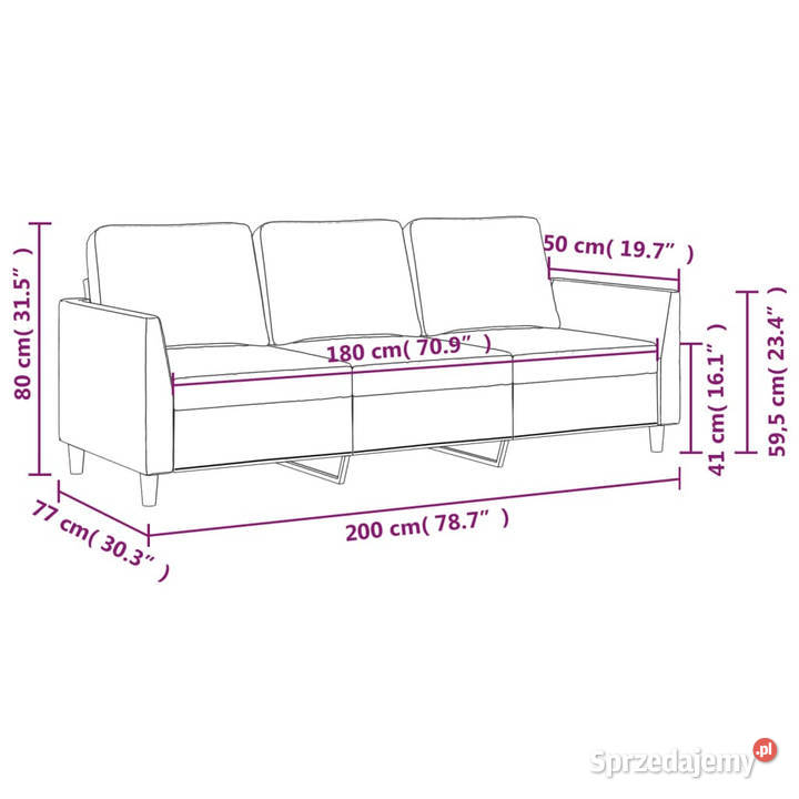 3osobowa sofa czarna 180 obita sztuczną skórą mazowieckie Warszawa