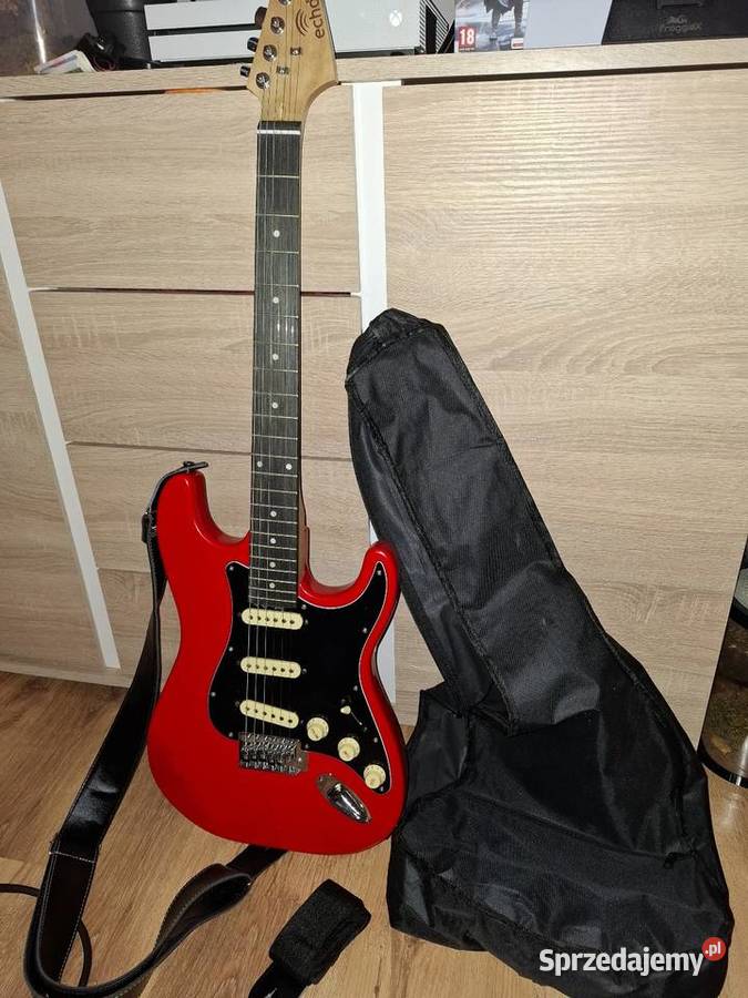 Gitara stratocaster echo z torbą i pasami Instrumenty Grudusk