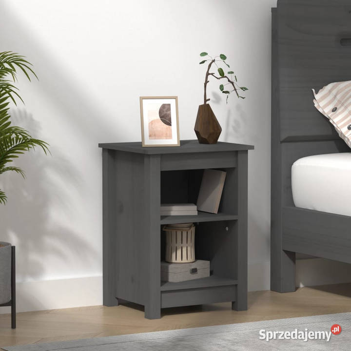 Szafka nocna szara 40x35x55 lite drewno sosnowe Warszawa