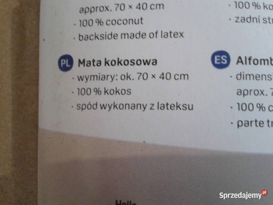 WYCIERACZKA kokosowa z napisem HELLO lateksowy Wycieraczki Wołczyn