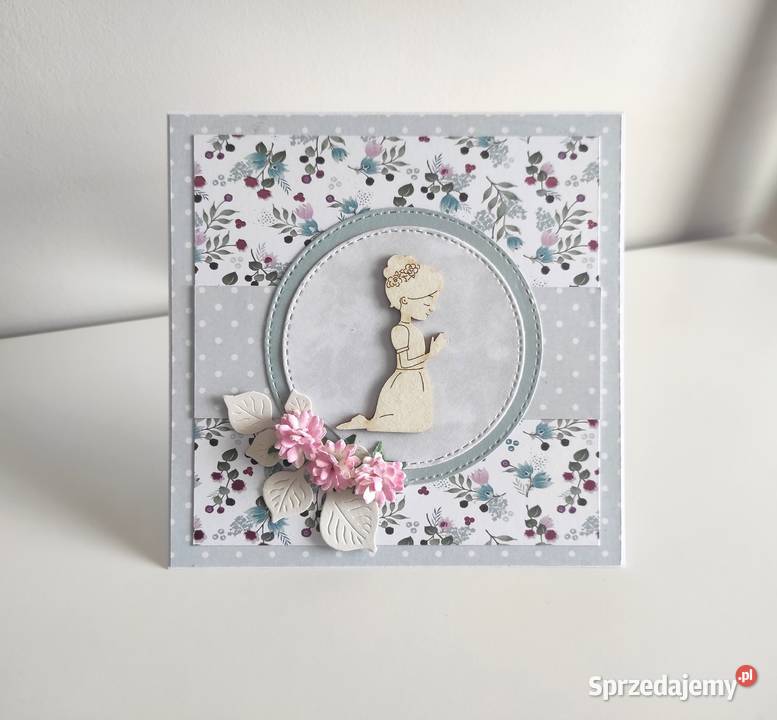 Kartka ręcznie robiona Komunia Święta handmade Łódź