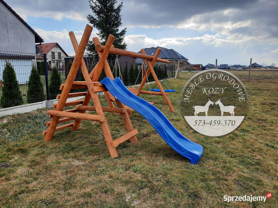 PROMOCJA Huśtawka drewniana z grubych bali plac śląskie