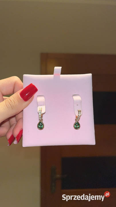 Kolczyki Swarovski zielony kamień