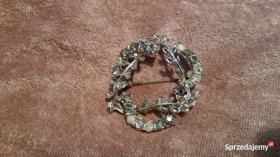Stara broszka z kryształkami Aurora Borealis Ochojno