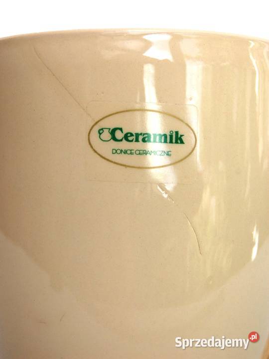 Ceramik doniczka ceramiczna z podstawką beżowa beżowy lubelskie
