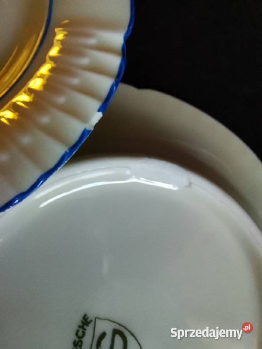 Stara porcelana Giesche talerzyki konfiturówki 6 Porcelana i szkło Katowice